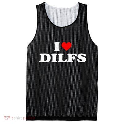 I Love DILFs I heart DILFs Red Heart Cool Mesh Reversible Basketball Jersey Tank