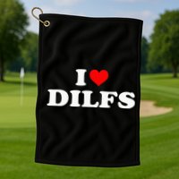 I Love DILFs I heart DILFs Red Heart Cool Golf Towel