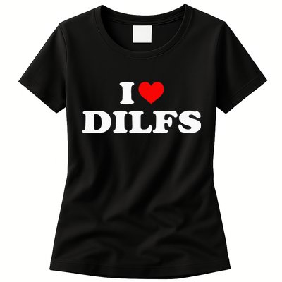 I Love DILFs I heart DILFs Red Heart Cool Womens T-Shirt