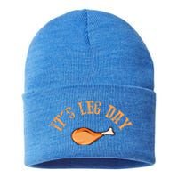 Its leg Day Funny Turkey Thanksgiving Sustainable Knit Beanie