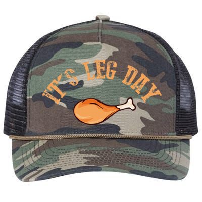 Its leg Day Funny Turkey Thanksgiving Retro Rope Trucker Hat Cap