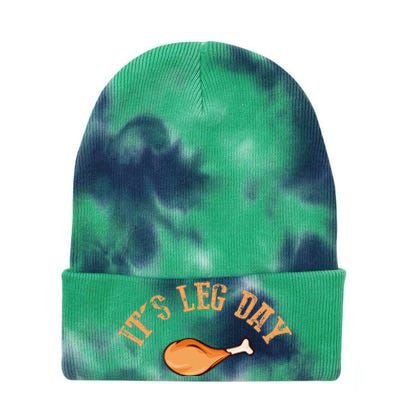 Its leg Day Funny Turkey Thanksgiving Tie Dye 12in Knit Beanie