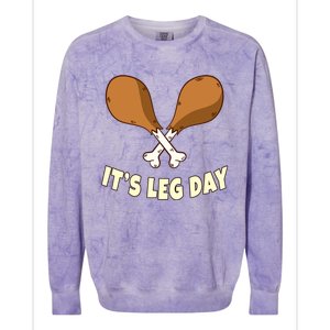 Its Leg Day Thanksgiving Funny Turkey For Gym Workout Gift Colorblast Crewneck Sweatshirt