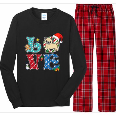 I Love Dog Pug Christmas Gift Long Sleeve Pajama Set