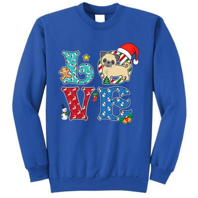 I Love Dog Pug Christmas Gift Sweatshirt