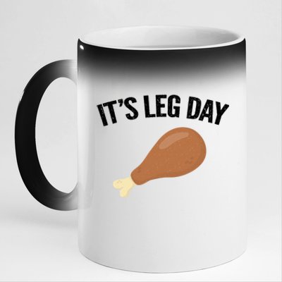 It's Leg Day Hilarious Thanksgiving Turkey Leg Fitness Gift Cute Gift 11oz Black Color Changing Mug