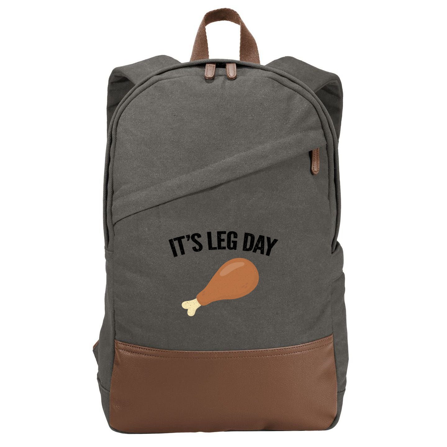 It's Leg Day Hilarious Thanksgiving Turkey Leg Fitness Gift Cute Gift Cotton Canvas Backpack