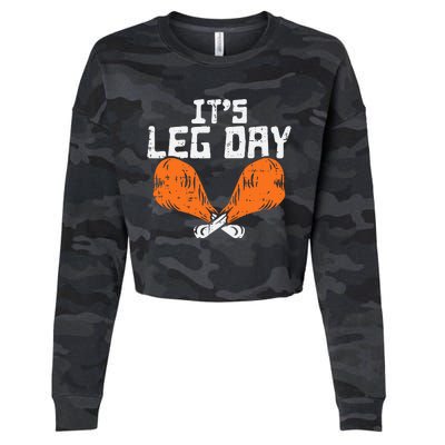 It's Leg Day Turkey Legs Funny Pun Thanksgiving Cropped Pullover Crew