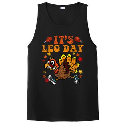 Its Leg Day Funny Turkey Fall Autumn Thanksgiving Groovy PosiCharge Competitor Tank