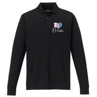 I Love DeSantis American Heart Flag Performance Long Sleeve Polo