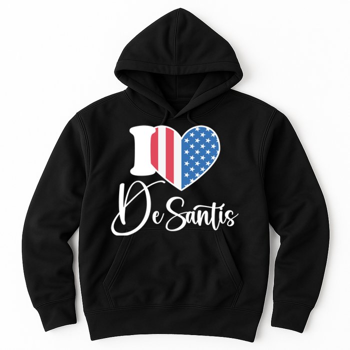 I Love DeSantis American Heart Flag Hoodie