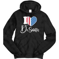 I Love DeSantis American Heart Flag Tie Dye Hoodie