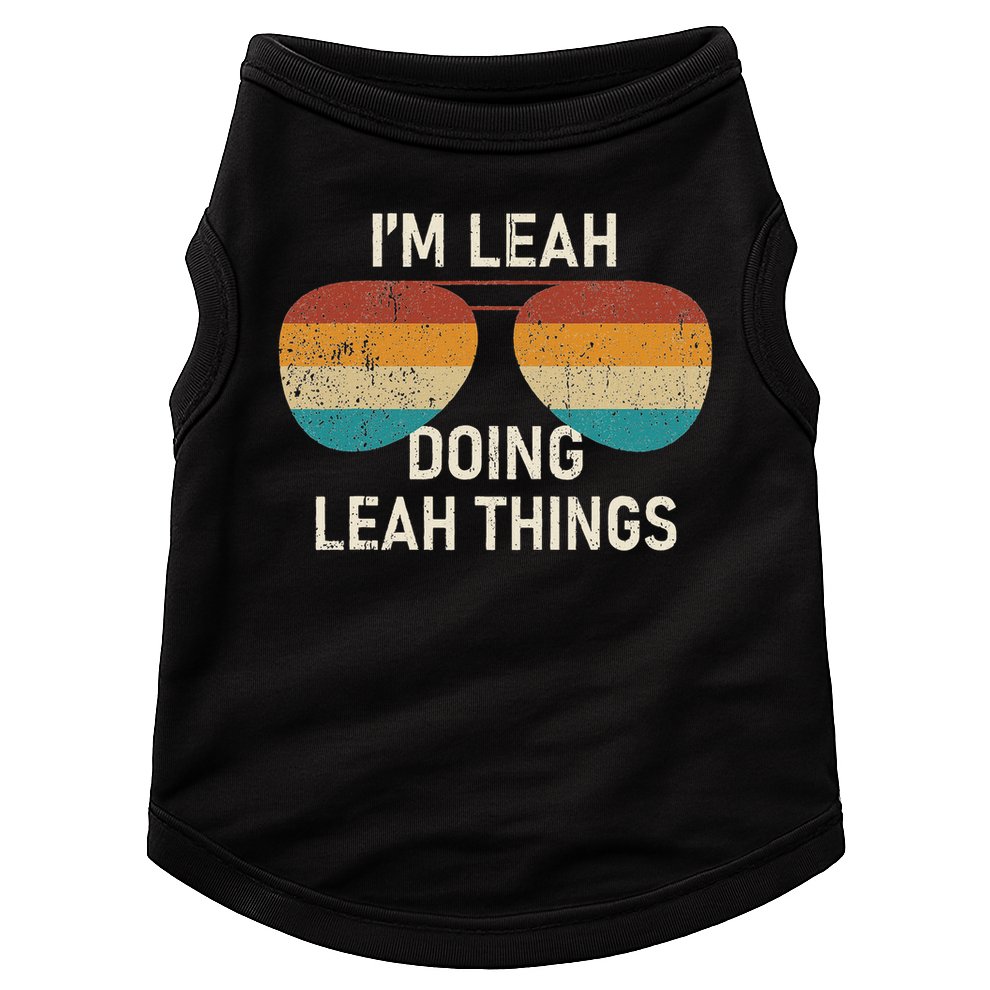 I'm Leah Doing Leah Things Retro Sunglass Personalized Doggie Tank