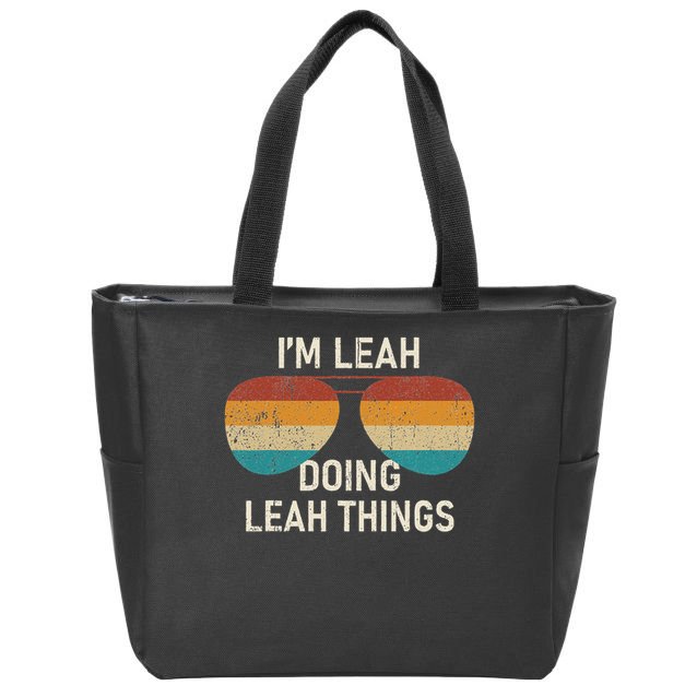 I'm Leah Doing Leah Things Retro Sunglass Personalized Zip Tote Bag