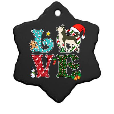 I Love Dog Siberian Husky Christmas Gift Ceramic Star Ornament