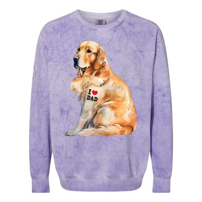 I Love Dad Patriotic Golden Retriever Canine Dog Lover Colorblast Crewneck Sweatshirt