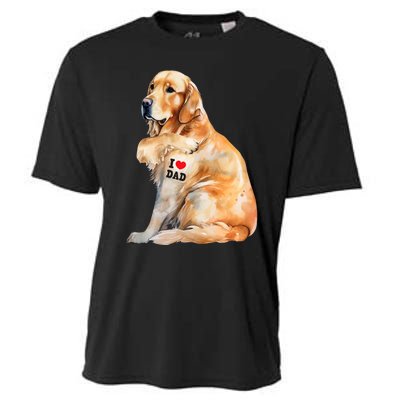 I Love Dad Patriotic Golden Retriever Canine Dog Lover Cooling Performance Crew T-Shirt