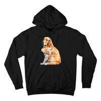 I Love Dad Patriotic Golden Retriever Canine Dog Lover Hoodie