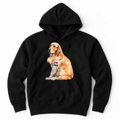 I Love Dad Patriotic Golden Retriever Canine Dog Lover Hoodie