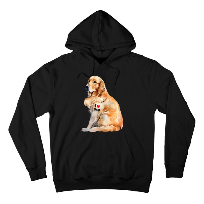 I Love Dad Patriotic Golden Retriever Canine Dog Lover Hoodie