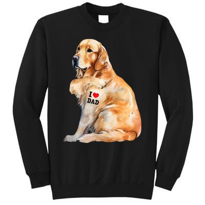 I Love Dad Patriotic Golden Retriever Canine Dog Lover Sweatshirt