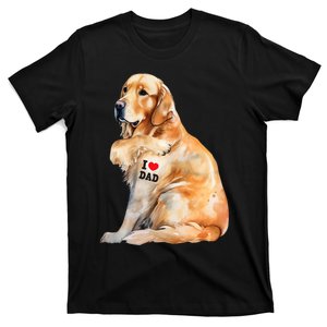 I Love Dad Patriotic Golden Retriever Canine Dog Lover T-Shirt