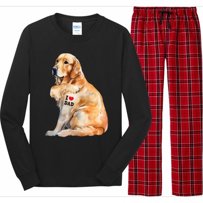 I Love Dad Patriotic Golden Retriever Canine Dog Lover Long Sleeve Pajama Set