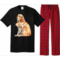 I Love Dad Patriotic Golden Retriever Canine Dog Lover Pajama Set