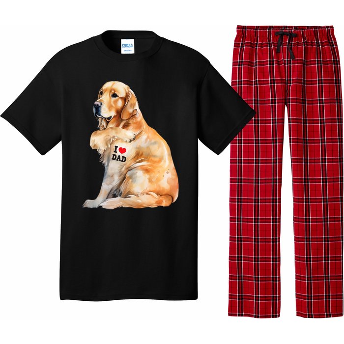 I Love Dad Patriotic Golden Retriever Canine Dog Lover Pajama Set