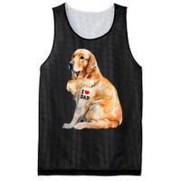 I Love Dad Patriotic Golden Retriever Canine Dog Lover Mesh Reversible Basketball Jersey Tank