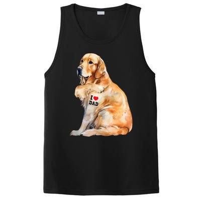 I Love Dad Patriotic Golden Retriever Canine Dog Lover PosiCharge Competitor Tank