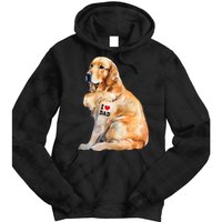 I Love Dad Patriotic Golden Retriever Canine Dog Lover Tie Dye Hoodie