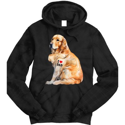 I Love Dad Patriotic Golden Retriever Canine Dog Lover Tie Dye Hoodie