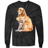 I Love Dad Patriotic Golden Retriever Canine Dog Lover Tie-Dye Long Sleeve Shirt