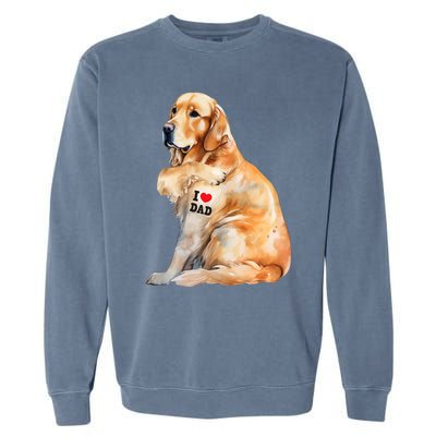 I Love Dad Patriotic Golden Retriever Canine Dog Lover Garment-Dyed Sweatshirt