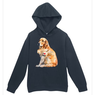 I Love Dad Patriotic Golden Retriever Canine Dog Lover Urban Pullover Hoodie