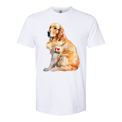 I Love Dad Patriotic Golden Retriever Canine Dog Lover Softstyle CVC T-Shirt