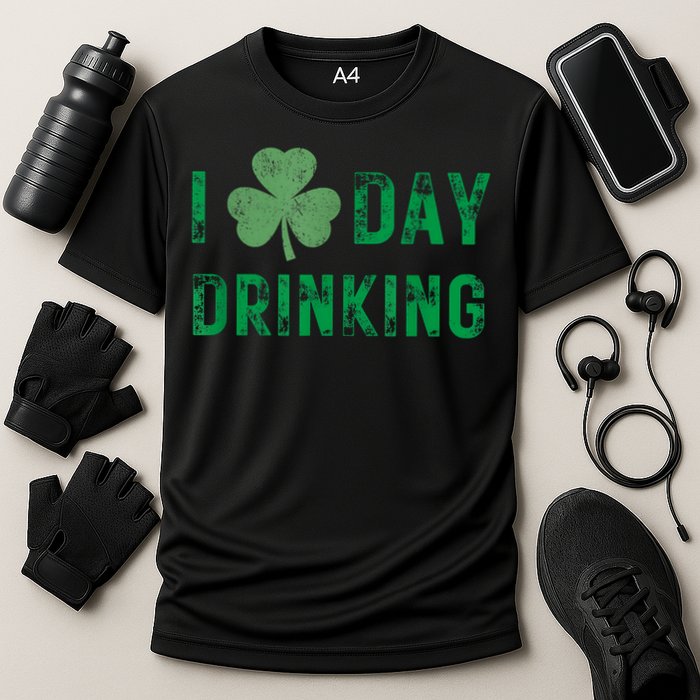 I Love Day Drinking Shamrock Heart Love St Paddy's Day Cooling Performance Crew T-Shirt
