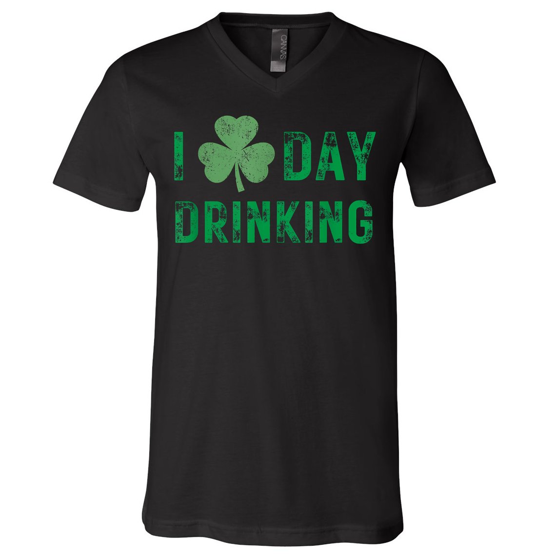 I Love Day Drinking Shamrock Heart Love St Paddy's Day V-Neck T-Shirt