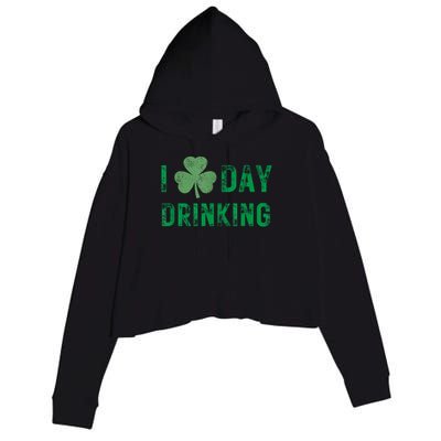 I Love Day Drinking Shamrock Heart Love St Paddy's Day Crop Fleece Hoodie
