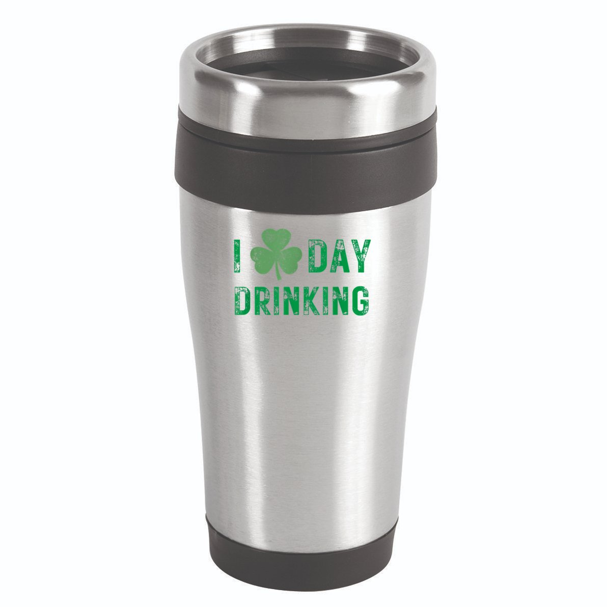 I Love Day Drinking Shamrock Heart Love St Paddy's Day 16oz Travel Tumbler