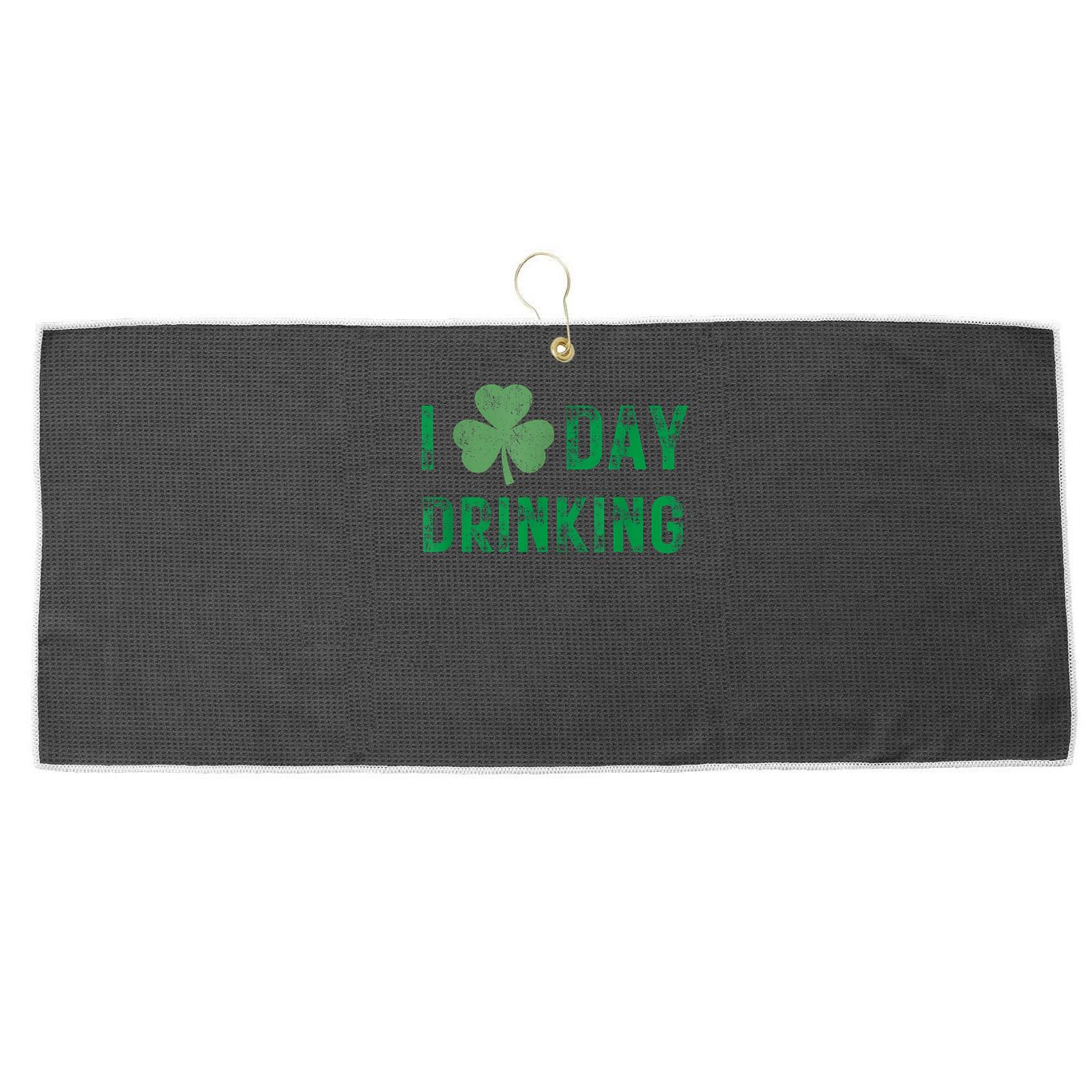 I Love Day Drinking Shamrock Heart Love St Paddy's Day Large Microfiber Waffle Golf Towel