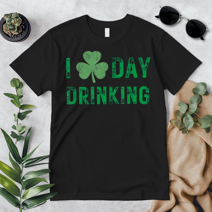 I Love Day Drinking Shamrock Heart Love St Paddy's Day Premium T-Shirt