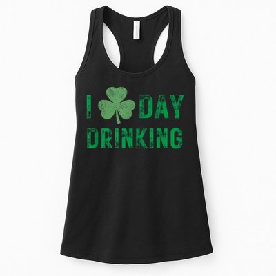 I Love Day Drinking Shamrock Heart Love St Paddy's Day Womens Tank Top