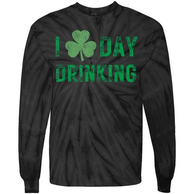 I Love Day Drinking Shamrock Heart Love St Paddy's Day Tie-Dye Long Sleeve Shirt