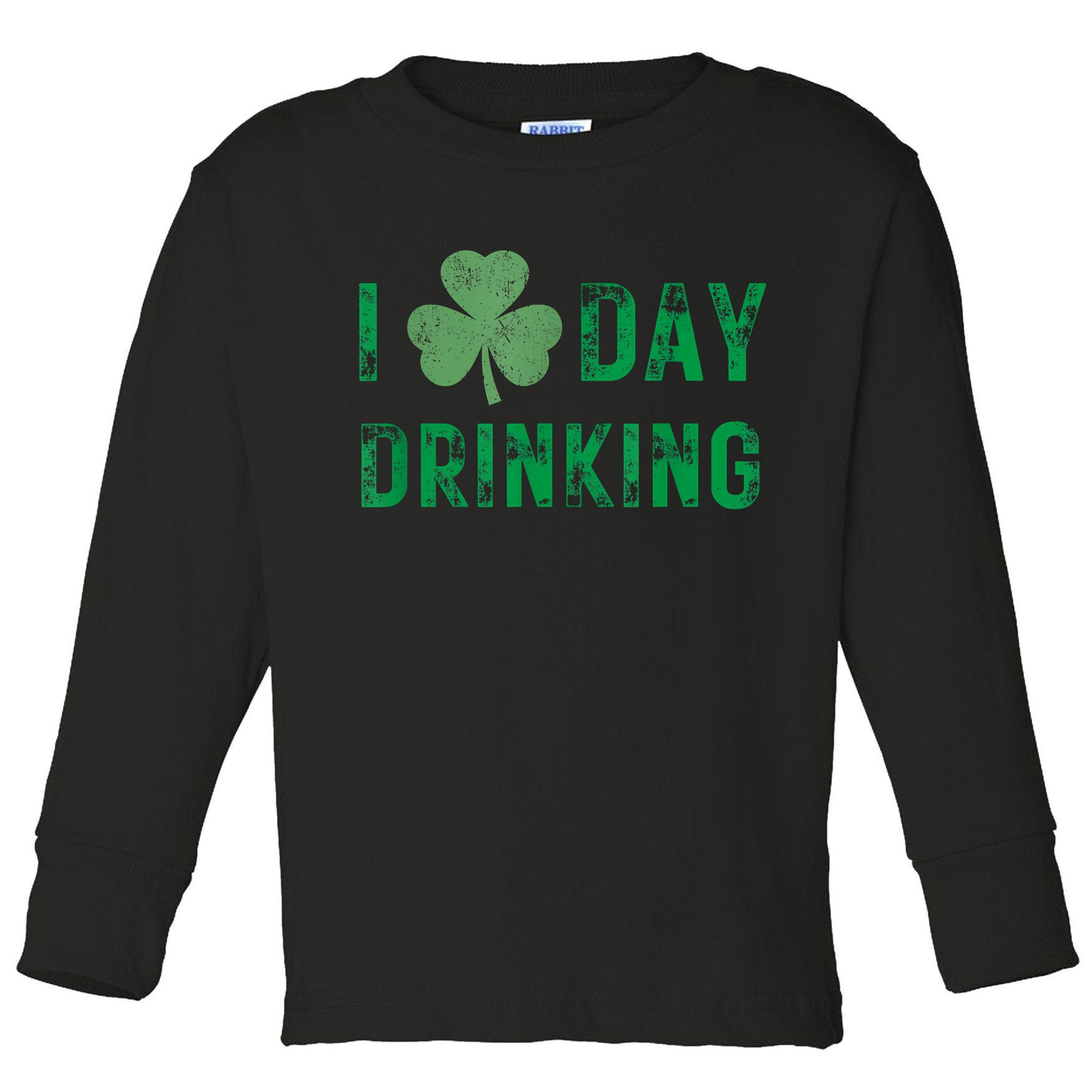 I Love Day Drinking Shamrock Heart Love St Paddy's Day Toddler Long Sleeve Shirt