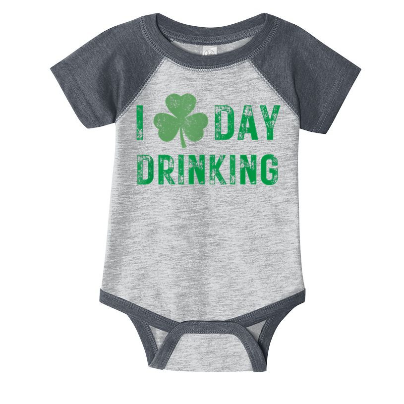 I Love Day Drinking Shamrock Heart Love St Paddy's Day Infant Baby Jersey Bodysuit