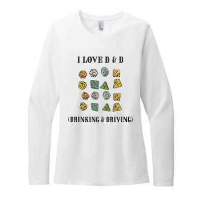 I Love D & D Drinking And Driving Funny Dragons RPG Lover Womens CVC Long Sleeve Shirt