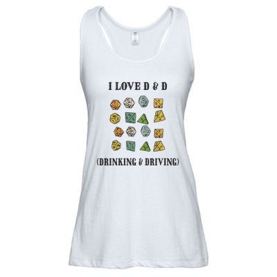 I Love D & D Drinking And Driving Funny Dragons RPG Lover Ladies Essential Flowy Tank