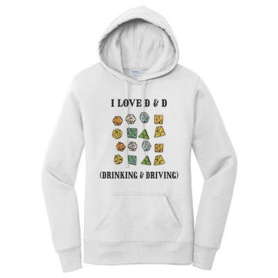 I Love D & D Drinking And Driving Funny Dragons RPG Lover Women's Pullover Hoodie